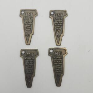 Lot of 4 Lent Religious Charm Medals Colossians 2 Nail Cross Savior 2x1